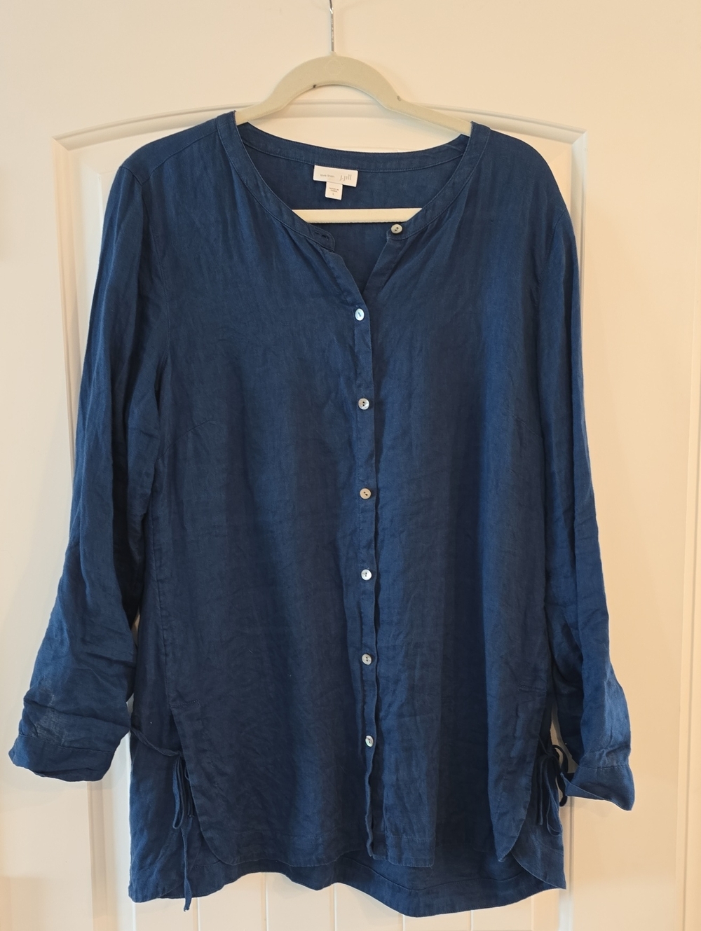 J. Jill Navy Blue Linen Button-Down Tunic